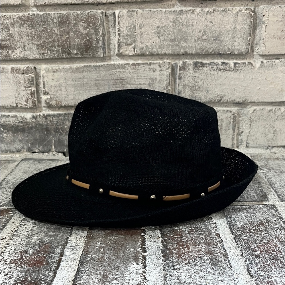 Black Fedora Hat with Tan Band